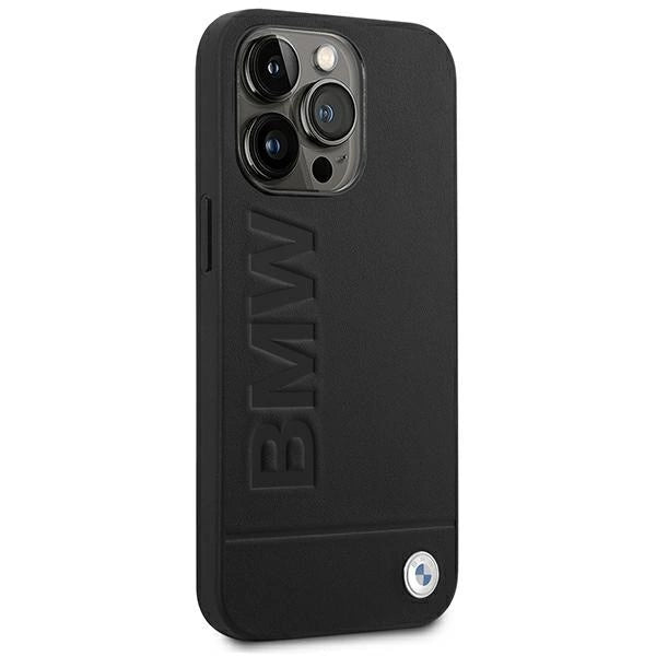 Case BMW BMHCP14XSLLBK iPhone 14 Pro Max 6.7 " sort / sort læderstempel