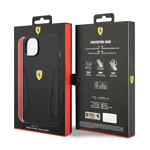 Ferrari FEHCP14MRBUK iPhone 14 Plus 6.7" black/black hardcase Leather Stamp Sides