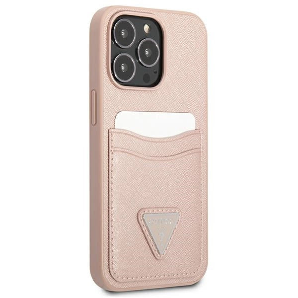 Guess GUHCP13LPSATPP iPhone 13 Pro / 13 6.1 "pink / pink hardcase SaffianoTriangle Logo Cardslot