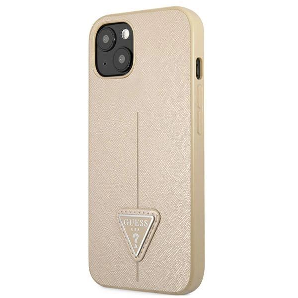 Guess GUHCP13SPSATLE iPhone 13 mini 5,4 "beige / beige hardcase SaffianoTriangle Logo