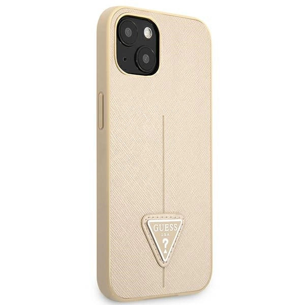 Guess GUHCP13SPSATLE iPhone 13 mini 5,4 "beige / beige hardcase SaffianoTriangle Logo