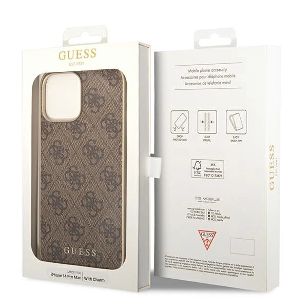 Guess GUHCP14LGF4GBR iPhone 14 Pro 6.1 "brown / brown hardcase 4G Charms Collection