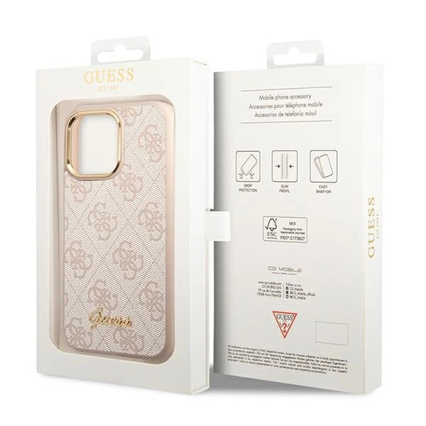 Guess 4G Vintage Gold Logo case for iPhone 14 Pro - pink