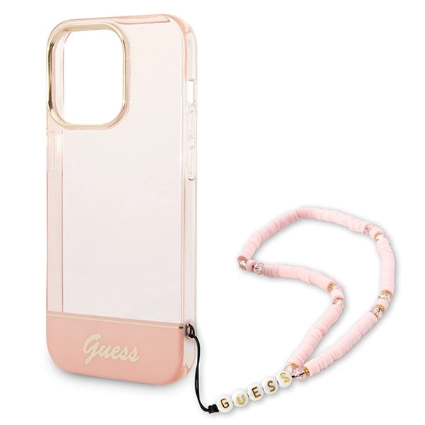 Guess GUHCP14LHGCOHP iPhone 14 Pro 6.1" pink/pink hardcase Translucent Pearl Strap
