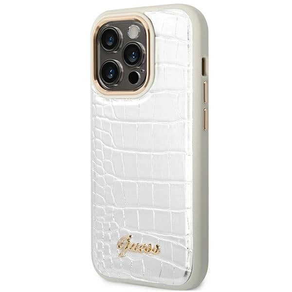 Guess Croco Collection case for iPhone 14 Pro 6.1" - silver
