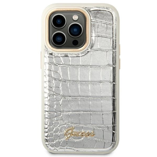 Guess Croco Collection case for iPhone 14 Pro 6.1" - silver