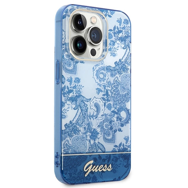Guess GUHCP14LHGPLHB iPhone 14 Pro 6.1" blue/blue hardcase Porcelain Collection