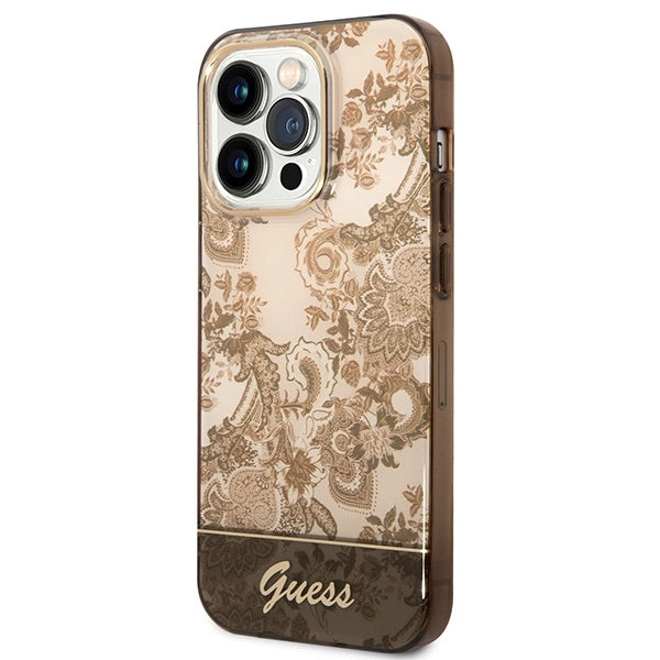 Guess GUHCP14LHGPLHC iPhone 14 Pro 6.1" ocher hardcase Porcelain Collection
