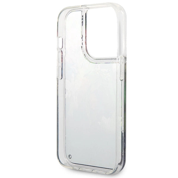 Guess GUHCP14LLFLSB iPhone 14 Pro 6.1 "blue / blue hardcase Flower Liquid Glitter