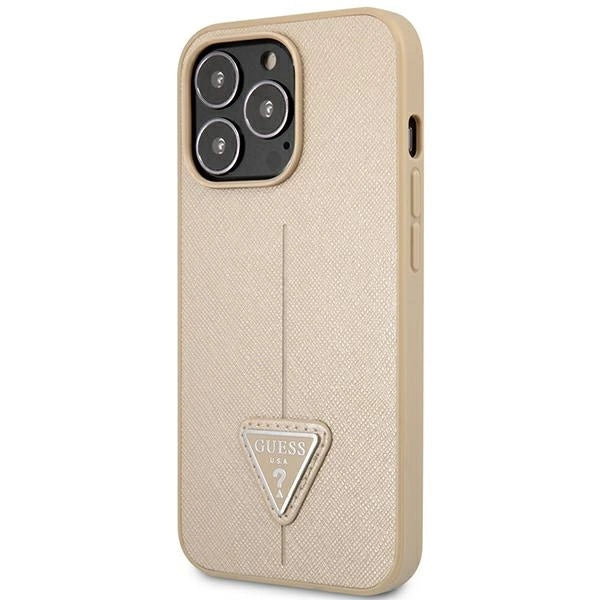 Guess GUHCP14LPSATLE iPhone 14 Pro 6,1 "beige / beige hardcase SaffianoTriangle Logo