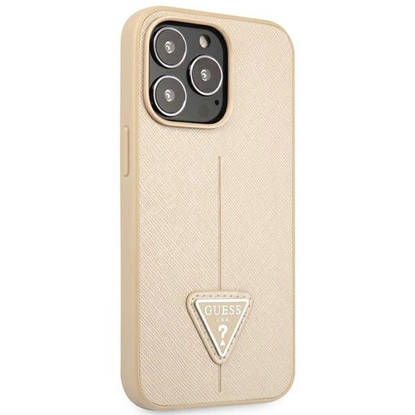 Guess GUHCP14LPSATLE iPhone 14 Pro 6,1 "beige / beige hardcase SaffianoTriangle Logo