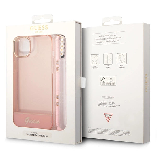 Guess GUHCP14MHGCOHP iPhone 14 Plus 6.7" pink/pink hardcase Translucent Pearl Strap