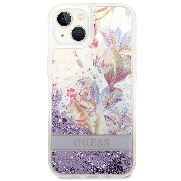 Guess GUHCP14MLFLSU iPhone 14 Plus 6.7 "violet / purple hardcase Flower Liquid Glitter