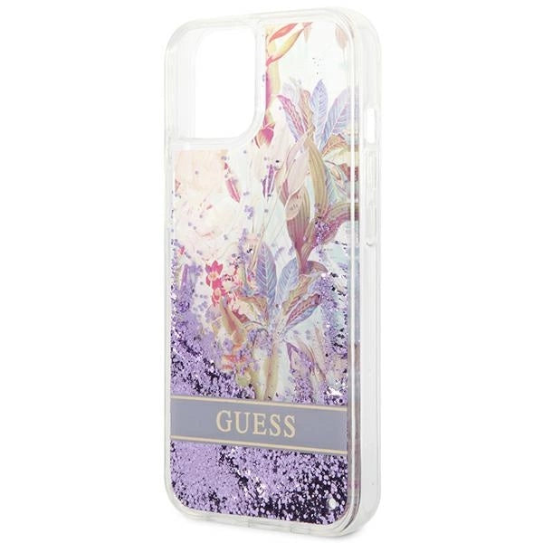 Guess GUHCP14MLFLSU iPhone 14 Plus 6.7 "violet / purple hardcase Flower Liquid Glitter