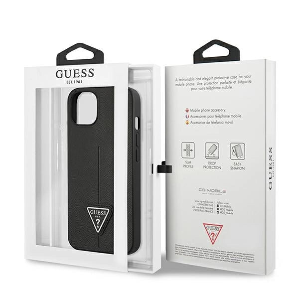 Guess GUHCP14MPSATLK iPhone 14 Plus 6,7 "black / black hardcase SaffianoTriangle Logo