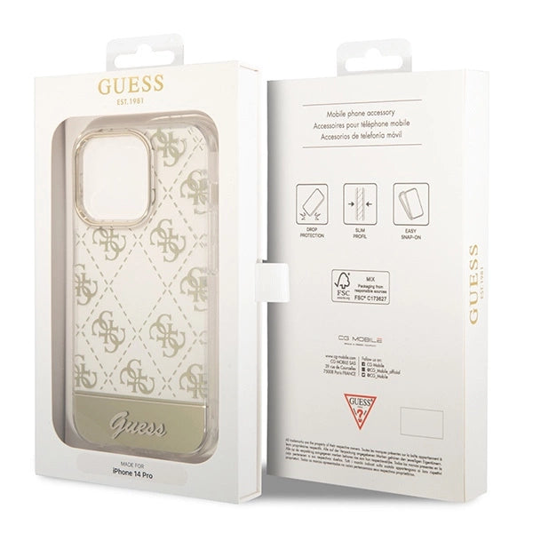 Guess GUHCP14XHG4MHG iPhone 14 Pro Max 6.7 "gold / gold hardcase 4G Pattern Script