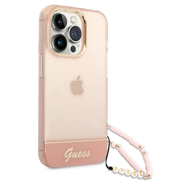 Guess GUHCP14XHGCOHP iPhone 14 Pro Max 6.7" pink/pink hardcase Translucent Pearl Strap
