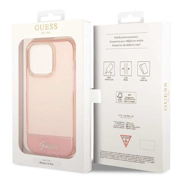 Guess Translucent iPhone 14 Pro Max 6.7" Case - Pink