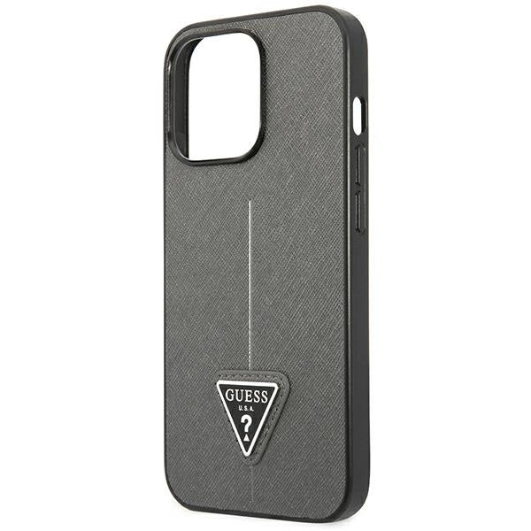 Guess GUHCP14XPSATLG iPhone 14 Pro Max 6.7 "silver / silver hardcase SaffianoTriangle Logo
