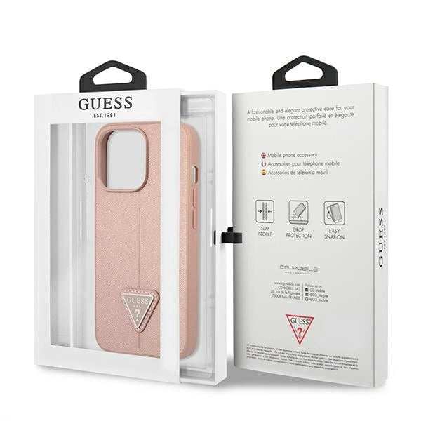 Guess GUHCP14XPSATLP iPhone 14 Pro Max 6,7 "pink / pink hardcase SaffianoTriangle Logo