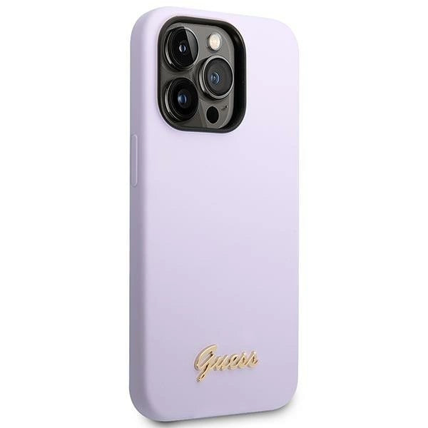 Guess GUHCP14XSLSMU iPhone 14 Pro Max 6.7" purple/purple hard case Silicone Vintage Gold Logo