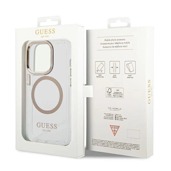 Guess GUHMP14LHTRMD iPhone 14 Pro 6.1 "gold / gold hard case Metal Outline Magsafe