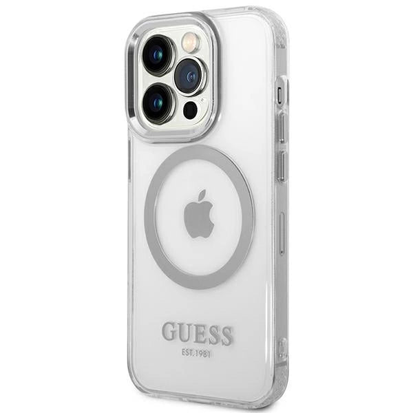 Guess GUHMP14LHTRMS iPhone 14 Pro 6.1" silver/silver hard case Metal Outline Magsafe
