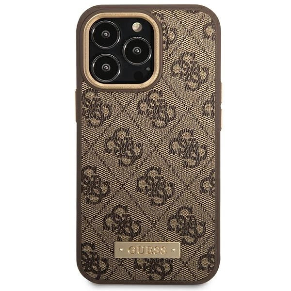 Guess GUHMP14LU4GPRW iPhone 14 Pro 6,1 "brun / brun hardcase 4G Logo Plate MagSafe