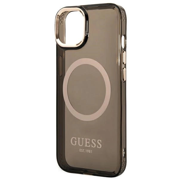 Guess GUHMP14MHTCMK iPhone 14 Plus 6.7" black/black hard case Gold Outline Translucent MagSafe