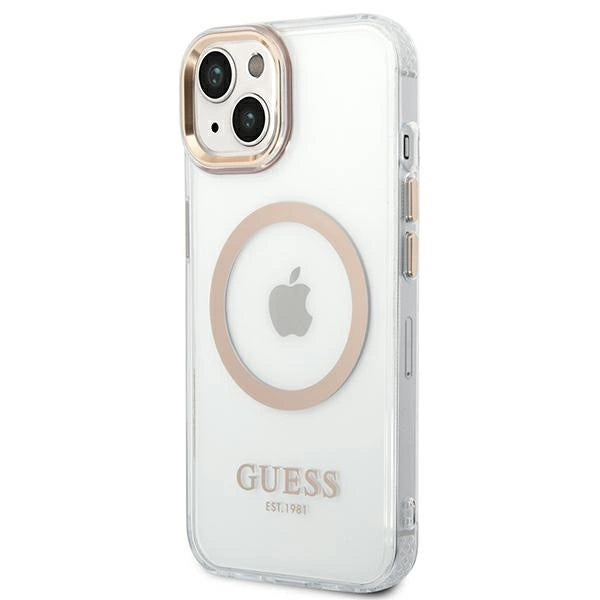 Guess GUHMP14MHTRMD iPhone 14 Plus 6.7 "guld / guld hard case Metal Outline Magsafe