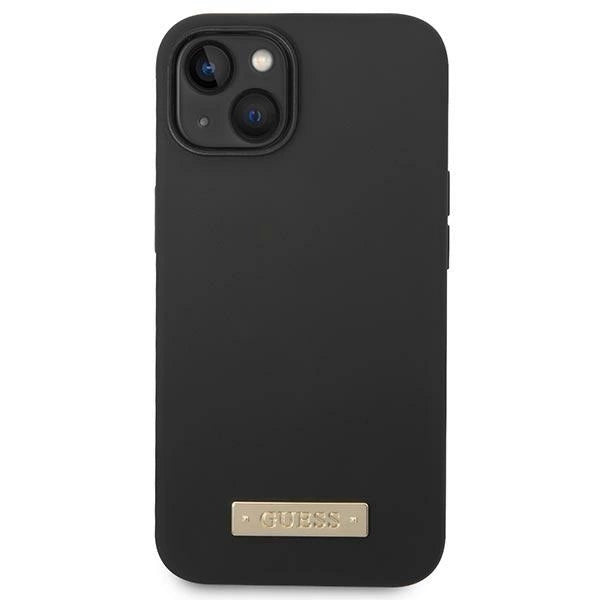 Guess GUHMP14MSBPLK iPhone 14 Plus 6.7" black/black hard case Silicone Logo Plate MagSafe