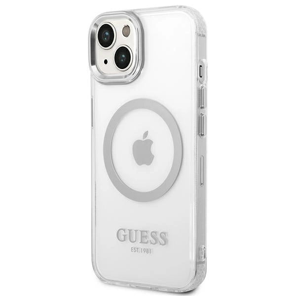 Guess GUHMP14SHTRMS iPhone 14 6.1" sølv/sølv hårdkasse Metal Outline Magsafe