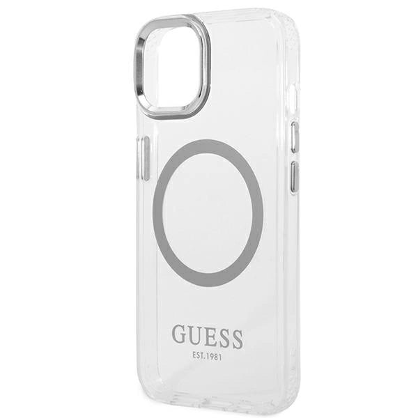 Guess GUHMP14SHTRMS iPhone 14 6.1" sølv/sølv hårdkasse Metal Outline Magsafe