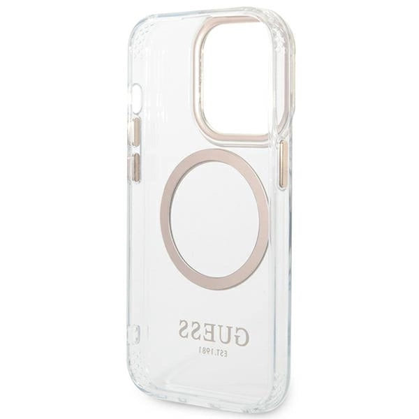 Guess GUHMP14XHTRMD iPhone 14 Pro Max 6,7 "guld / guld hårdkasse Metal Outline Magsafe