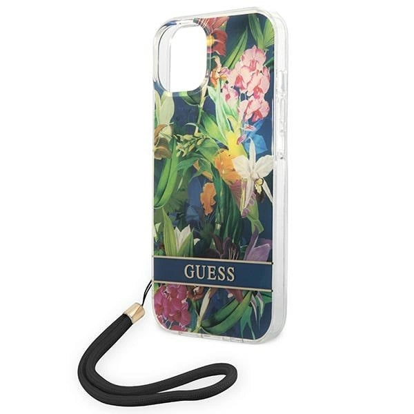 Guess GUOHCP14SHFLSB iPhone 14 6.1 "blue / blue hardcase Flower Strap