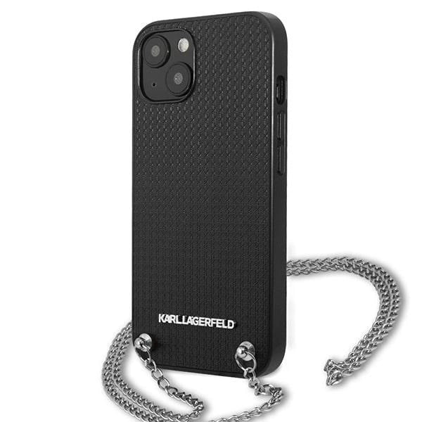 Karl Lagerfeld KLHCP13SPMK iPhone 13 mini 5,4 "hardcase black / black Leather Textured and Chain