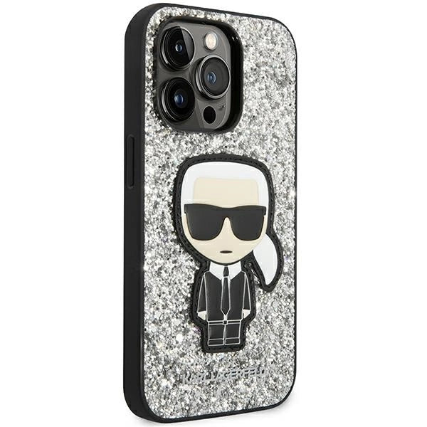 Karl Lagerfeld KLHCP14LGFKPG iPhone 14 Pro 6.1 "hardcase silver / silver Glitter Flakes Ikonik