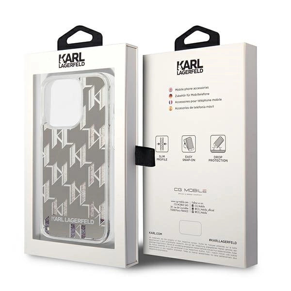 Karl Lagerfeld KLHCP14LLMNMS iPhone 14 Pro 6.1 "hardcase silver / silver Liquid Glitter Monogram
