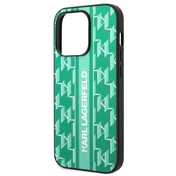 Karl Lagerfeld Monogram Stripe iPhone 14 Pro Case - Green
