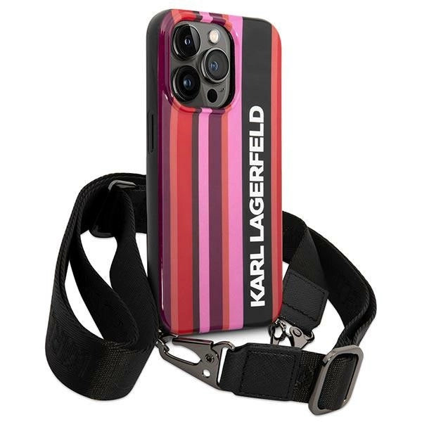 Karl Lagerfeld Color Stripes Strap Case for iPhone 14 Pro - Pink