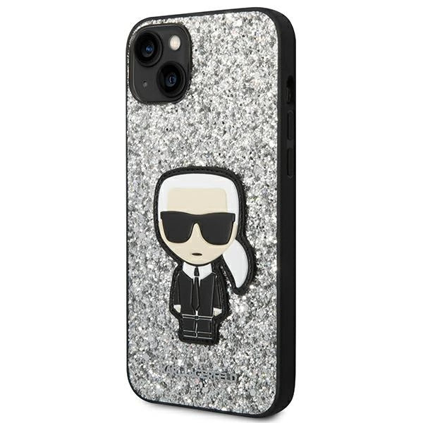 Karl Lagerfeld KLHCP14MGFKPG iPhone 14 Plus 6.7 "hardcase silver / silver Glitter Flakes Ikonik