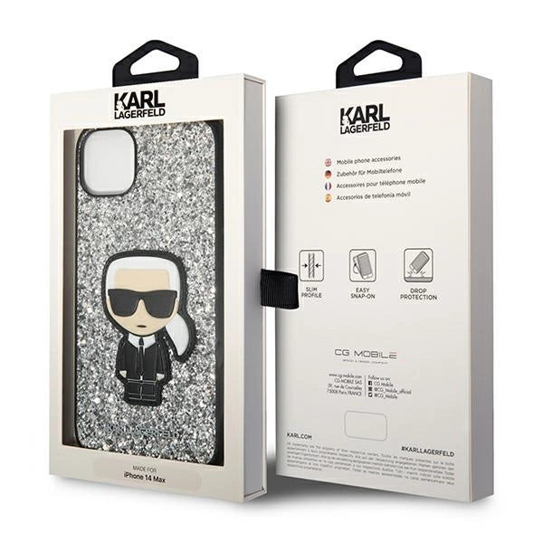 Karl Lagerfeld KLHCP14MGFKPG iPhone 14 Plus 6.7 "hardcase silver / silver Glitter Flakes Ikonik