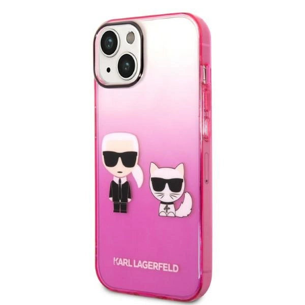 Karl Lagerfeld Gradient Ikonik Karl&Choupette Case for iPhone 14 Plus - Pink