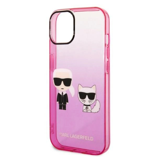 Karl Lagerfeld Gradient Ikonik Karl&Choupette Case for iPhone 14 Plus - Pink