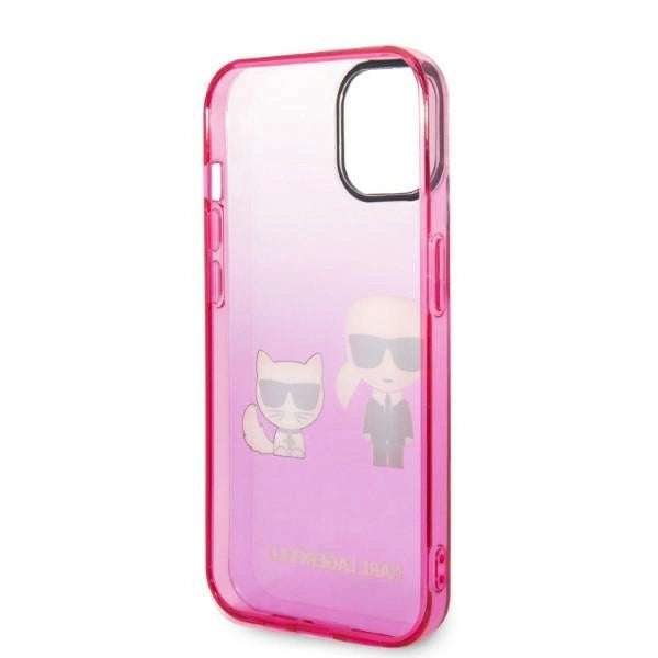 Karl Lagerfeld Gradient Ikonik Karl&Choupette Case for iPhone 14 Plus - Pink