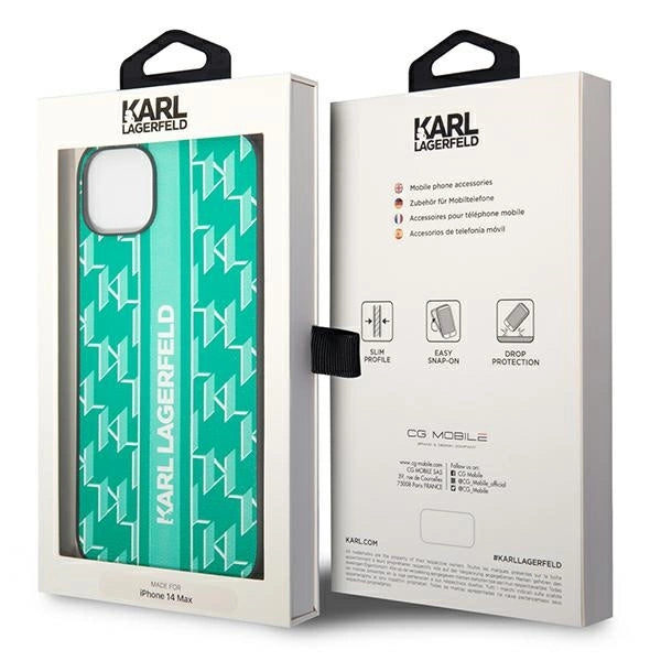 Karl Lagerfeld KLHCP14SPGKLSKN iPhone 14 6.1 "hardcase green / green Monogram Stripe