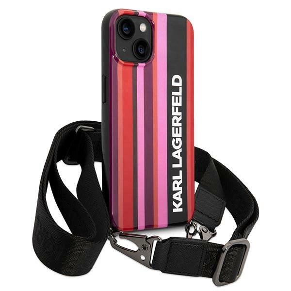 Karl Lagerfeld KLHCP14SSTSTP iPhone 14 6.1 "hardcase pink / pink Color Stripes Strap