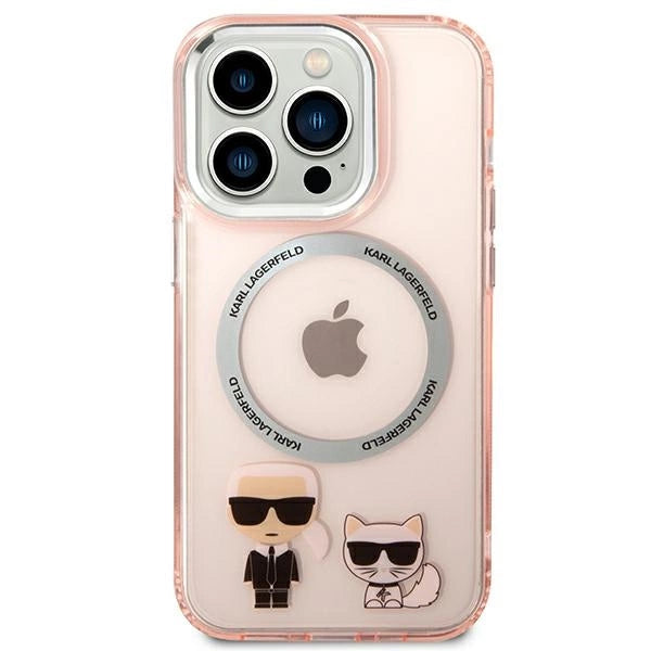 Karl Lagerfeld KLHMP14LHKCP iPhone 14 Pro 6.1" hardcase pink/pink Karl & Choupette Aluminum Magsafe