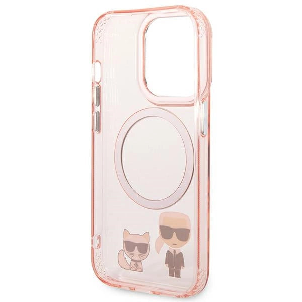 Karl Lagerfeld KLHMP14LHKCP iPhone 14 Pro 6.1" hardcase pink/pink Karl & Choupette Aluminum Magsafe