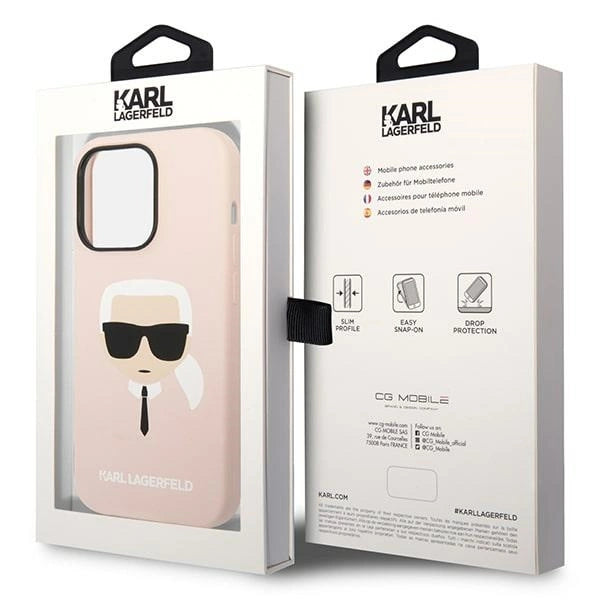 Karl Lagerfeld KLHMP14XSLKHLP iPhone 14 Pro Max 6.7 "hardcase light pink / light pink Silicone Karl`s Head Magsafe